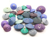30 Mixed Wood Bicone Saucer Beads Vintage Wooden Beads Loose Beads Natural Beads Jewelry Making Beading Supplies