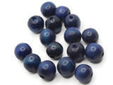 16 12mm Round Blue Wood Beads Lightweight Wooden Ball Bead Jewelry Making Beading Supplies