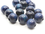 16 12mm Round Blue Wood Beads Lightweight Wooden Ball Bead Jewelry Making Beading Supplies