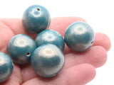 6 20mm Round Blue with Gold Wood Beads Wooden Vintage New Old Stock Ball Beads to String Jewelry Making Beading Supplies