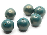 6 20mm Round Blue with Gold Wood Beads Wooden Vintage New Old Stock Ball Beads to String Jewelry Making Beading Supplies