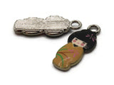 2 20mm Alloy Metal Yellow Kimono Girl Pendants Gold Tone Jewelry Making Beading Supplies