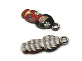 2 20mm Alloy Metal Red Kimono Girl Pendants Gold Tone Jewelry Making Beading Supplies