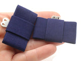 Vintage Shoe Clips 1950s Navy Blue Ribbon Rectangle Bow Shoe Clips