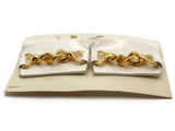 TipToes Vintage Shoe Clips #947 1950s White Leatherette Rectangle Shoe Clips with 3 Link Gold Chain