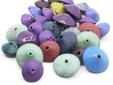 30 Mixed Wood Bicone Saucer Beads Vintage Wooden Beads Loose Beads Natural Beads Jewelry Making Beading Supplies