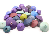 30 Mixed Wood Bicone Saucer Beads Vintage Wooden Beads Loose Beads Natural Beads Jewelry Making Beading Supplies