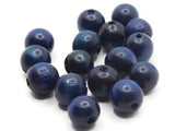 16 12mm Round Blue Wood Beads Lightweight Wooden Ball Bead Jewelry Making Beading Supplies