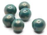 6 20mm Round Blue with Gold Wood Beads Wooden Vintage New Old Stock Ball Beads to String Jewelry Making Beading Supplies