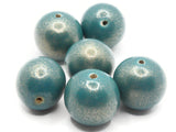 6 20mm Round Blue with Gold Wood Beads Wooden Vintage New Old Stock Ball Beads to String Jewelry Making Beading Supplies