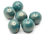 6 20mm Round Blue with Gold Wood Beads Wooden Vintage New Old Stock Ball Beads to String Jewelry Making Beading Supplies