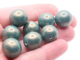 8 14mm Round Blue with Gold Wood Beads Wooden Vintage New Old Stock Ball Beads to String Jewelry Making Beading Supplies