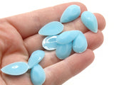 20 20mm Faceted Teardrop Cabochons Light Blue Cabochons Vintage West Germany Plastic Cabochons Jewelry Making Beading Supplies