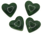 4 25mm Green Swirling Heart Cabochons Vintage Lucite Cabochons Loose Plastic Tiles Jewelry Making