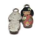 2 20mm Alloy Metal Pink Kimono Girl Pendants Gold Tone Jewelry Making Beading Supplies