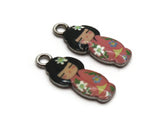 2 20mm Alloy Metal Pink Kimono Girl Pendants Gold Tone Jewelry Making Beading Supplies