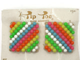 TipToes and Sears Vintage Shoe Clips 1950s #87 Rainbow Striped Beaded Square Shoe Clips