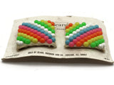 TipToes and Sears Vintage Shoe Clips 1950s #87 Rainbow Striped Beaded Square Shoe Clips