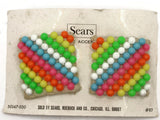 TipToes and Sears Vintage Shoe Clips 1950s #87 Rainbow Striped Beaded Square Shoe Clips