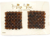 Tip Toes Vintage Shoe Clips 1950s #458 Brown Beaded Square Shoe Clips
