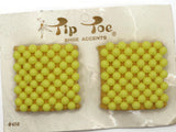 Tip Toes Vintage Shoe Clips 1950s #458 Yellow Beaded Square Shoe Clips
