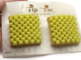 Tip Toes Vintage Shoe Clips 1950s #458 Yellow Beaded Square Shoe Clips