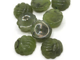 8 15mm Round Swirling Green Flatback Cabochons with Grooved Pattern Vintage Lucite Plastic Cabochons Jewelry Making Supplies