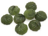 8 15mm Round Swirling Green Flatback Cabochons with Grooved Pattern Vintage Lucite Plastic Cabochons Jewelry Making Supplies