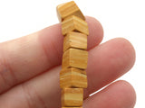 27 7mm Wooden Cube Beads Light Brown Woodgrain Beads Jewelry Making Beading Supplies