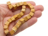 27 7mm Wooden Cube Beads Light Brown Woodgrain Beads Jewelry Making Beading Supplies