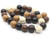 30 13mm Mixed Color Brown Round Wood Large Hole Beads Wooden Beads Jewelry Making Beading Supplies Loose Beads to String
