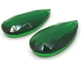 2 28mm Faceted Briolette Teardrop Clear Green Plastic Pendants Vintage West Germany Beads to String Jewelry Making Beading Supplies