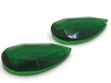 2 28mm Faceted Briolette Teardrop Clear Green Plastic Pendants Vintage West Germany Beads to String Jewelry Making Beading Supplies