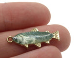 27mm Gray Scale Natural Fish Pendant Silver Tone Metal Alloy Charm Jewelry Making Beading Supplies