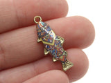 27mm Rainbow Stripes with a Star Design Fish Pendant Silver Tone Metal Alloy Charm Jewelry Making Beading Supplies