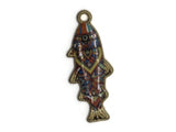 27mm Rainbow Stripes with a Star Design Fish Pendant Silver Tone Metal Alloy Charm Jewelry Making Beading Supplies