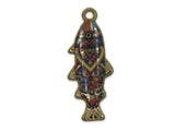 27mm Rainbow Stripes with a Star Design Fish Pendant Silver Tone Metal Alloy Charm Jewelry Making Beading Supplies