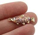 27mm Pink Purple and White Swirl Fish Pendant Silver Tone Metal Alloy Charm Jewelry Making Beading Supplies