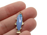27mm Blue Scale Design Fish Pendant Silver Tone Metal Alloy Charm Jewelry Making Beading Supplies
