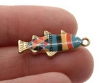 27mm Multi-Color Striped Fish Pendant Silver Tone Metal Alloy Charm Jewelry Making Beading Supplies