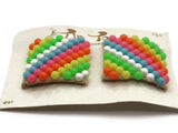 TipToes and Sears Vintage Shoe Clips 1950s #87 Rainbow Striped Beaded Square Shoe Clips