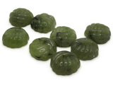 8 15mm Round Swirling Green Flatback Cabochons with Grooved Pattern Vintage Lucite Plastic Cabochons Jewelry Making Supplies