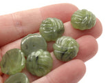 8 15mm Round Swirling Green Flatback Cabochons with Grooved Pattern Vintage Lucite Plastic Cabochons Jewelry Making Supplies