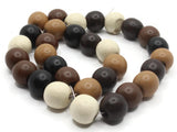 30 13mm Mixed Color Brown Round Wood Large Hole Beads Wooden Beads Jewelry Making Beading Supplies Loose Beads to String