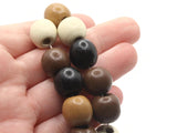 30 13mm Mixed Color Brown Round Wood Large Hole Beads Wooden Beads Jewelry Making Beading Supplies Loose Beads to String