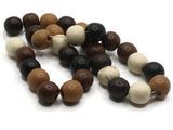 30 13mm Mixed Color Brown Round Wood Large Hole Beads Wooden Beads Jewelry Making Beading Supplies Loose Beads to String