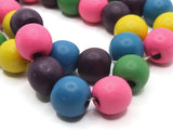 30 13mm Mixed Color Round Wood Large Hole Beads Wooden Beads Jewelry Making Beading Supplies Loose Beads to String