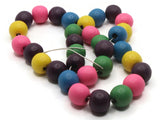 30 13mm Mixed Color Round Wood Large Hole Beads Wooden Beads Jewelry Making Beading Supplies Loose Beads to String