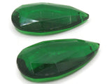2 28mm Faceted Briolette Teardrop Clear Green Plastic Pendants Vintage West Germany Beads to String Jewelry Making Beading Supplies