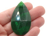 2 28mm Faceted Briolette Teardrop Clear Green Plastic Pendants Vintage West Germany Beads to String Jewelry Making Beading Supplies